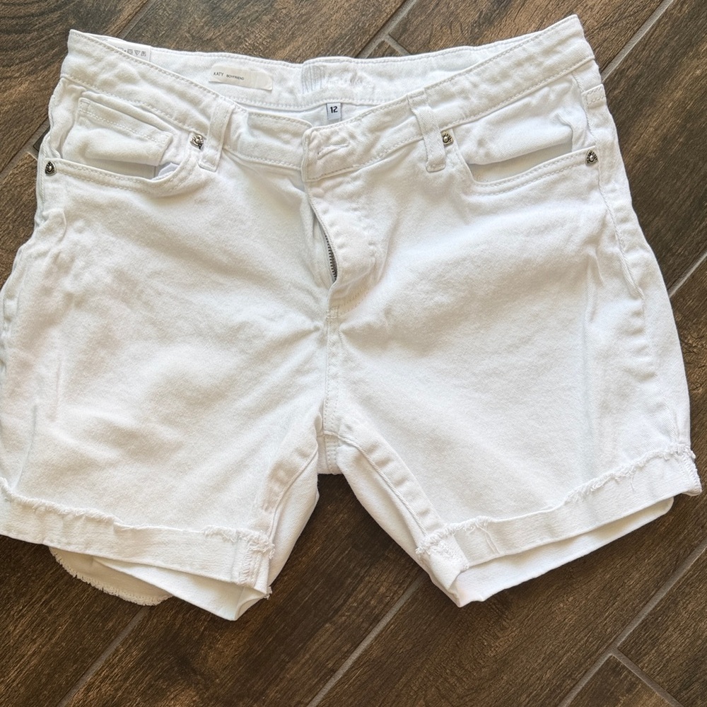 Kut from the Kloth White Denim Roll-Hem Shorts